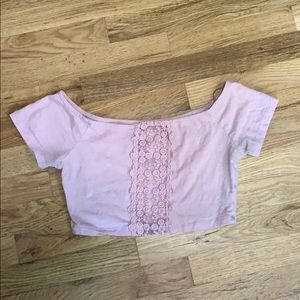 Pink Lace Front Crop Top